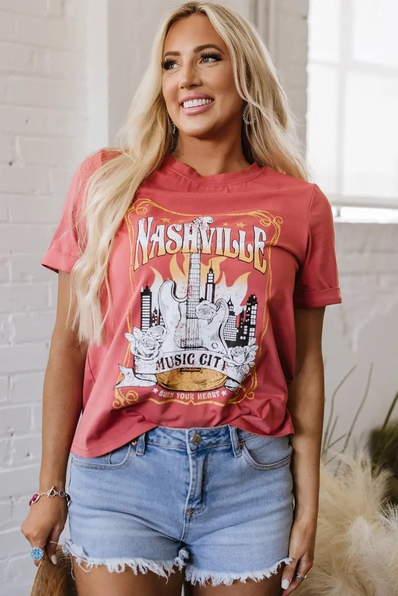 Mineral Red Nashville Music City Graphic Retro Fashion Tee - Love Salve